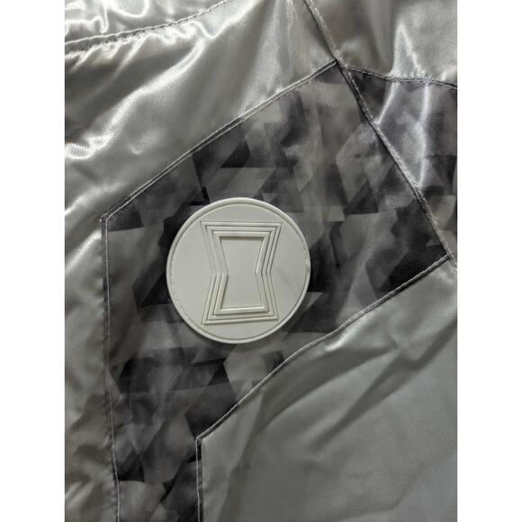 Disney Marvel Black Widow Reversible Jacket Kid Size 13 Red Black Silver Pocket - Picture 8 of 12
